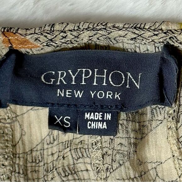 Gryphon New York Silk Gauze Vintage Leaf Print Blouse - Picture 4 of 7
